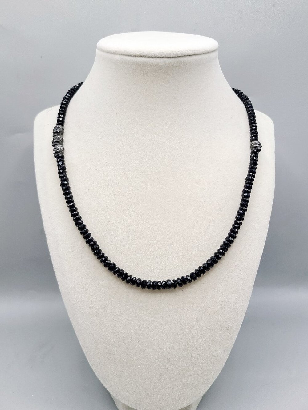 David Yurman Memento Mori Skull Station Necklace w/ Black Spinel - 26"